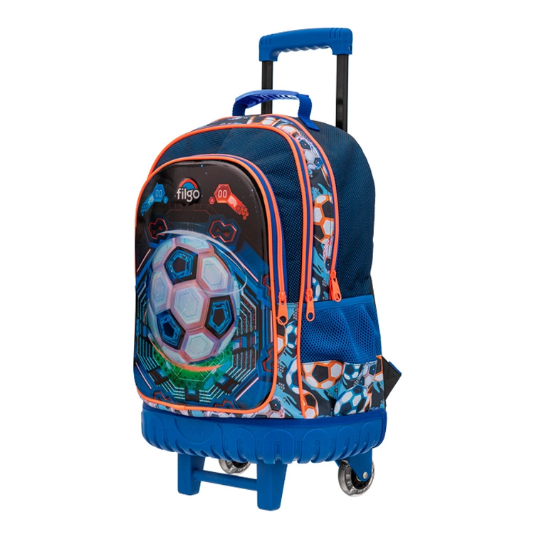 Mochila Escolar Filgo 2026 3D 18" Futbol Azul Con Carro Art.MO26-T3D-003